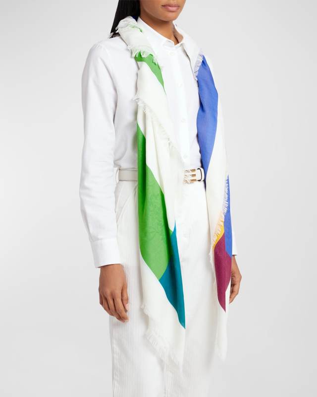 Jacquard Color-Block Cotton & Modal Scarf